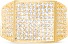 Load image into Gallery viewer, 10k Yellow Gold 13.8mm Pave CZ Square Signet Ring, Sizes 4-13
