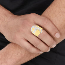 Load image into Gallery viewer, 10k Yellow Gold 29.6mm Jesus Face Two-Tone CZ Praying Hands Men&#39;s Ring, Sizes 5-13
