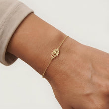 Load image into Gallery viewer, 14k Yellow Gold 20.4mm Hamsa Charm Bracelet, Adjustable 6.75" - 7 Inch
