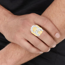 Load image into Gallery viewer, 10k Yellow Gold 27mm Jesus Face Two-Tone CZ Crown Men&#39;s Ring, Sizes 5 - 13
