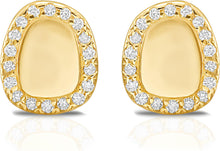 Load image into Gallery viewer, Italian 0.18cttw Diamond 14k Yellow Gold 9mm Freeform Cushion Stud Earrings
