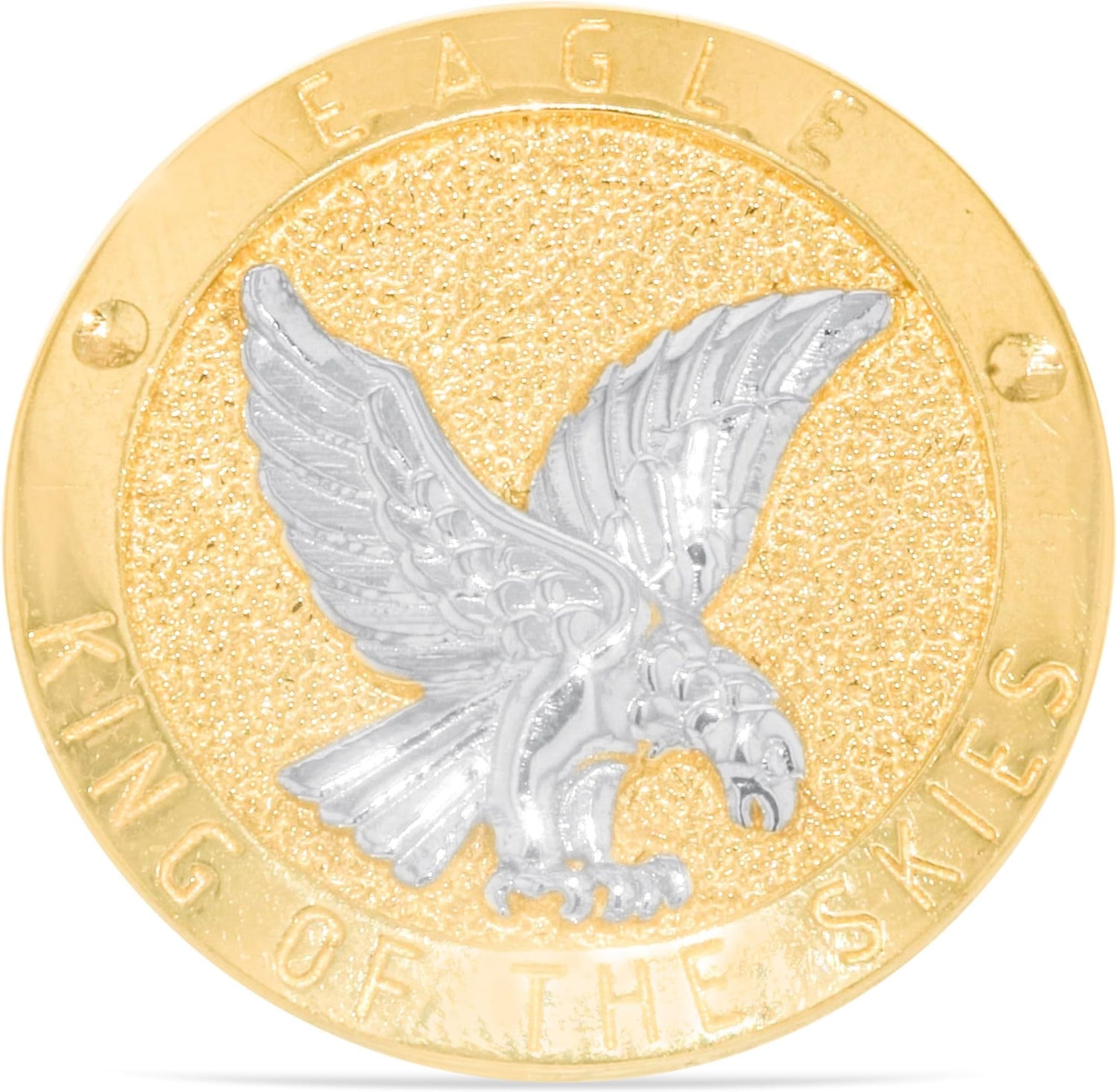 10k Yellow Gold 24mm Eagle Bird King of the Skies Medallion Men's Ring, Sizes 5-13