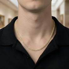 Load image into Gallery viewer, 14k Yellow Gold 6.5mmTwo-Tone with White Pave Squared Lite Miami Cuban Chain Necklace
