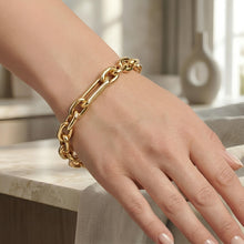 Load image into Gallery viewer, 14k Yellow Gold 9.3mm Lite Paperclip Figaro with Oval Link Chain Bracelet 7.5 Inch
