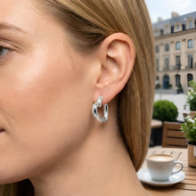 Load image into Gallery viewer, 925 Sterling Silver or 14k Gold over Silver 28mm Open Heart C-Hoop Earrings
