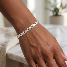 Load image into Gallery viewer, 14k White Gold 4mm Fancy Stampato Link Bracelet, 7.25 Inch
