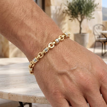 Load image into Gallery viewer, 14k Two-Tone Gold 9.7mm Rings Station Hardware Link Bracelet, 7.5 Inch
