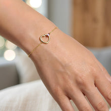 Load image into Gallery viewer, 14k Yellow Gold Heart Charm with Amethyst Link Bracelet, 6.5" - 7 Inch
