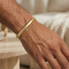 Load image into Gallery viewer, 14k Yellow Gold 5.5mm or 9mm Ribbed Tubogas Bangle Bracelet
