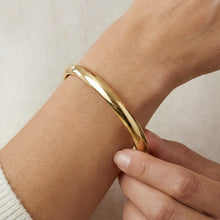Load image into Gallery viewer, Italian 14k Yellow Gold 6mm Domed Cuff Bangle Bracelet, 7 Inch
