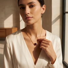 Load image into Gallery viewer, Floreo 14k Yellow Gold Paperclip Chain Heart Gemstone Necklace 18 Inch
