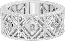 Load image into Gallery viewer, Italian .03cttw Diamond 14k Yellow Gold or White Gold 8.8mm Beaded Ring, Sizes 6 - 9.5
