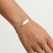 Load image into Gallery viewer, 14k Yellow Gold 5mm Customizable Engravable ID Bar Paperclip Link Bracelet, 7 Inch
