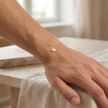 Load image into Gallery viewer, 14k Yellow Gold 7.2mm Mini Heart Charm Link Bracelet, Adjustable 6.5" - 7 Inch
