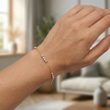 Load image into Gallery viewer, 14k Tri-Color Gold 2.1mm Bead Station Link Bracelet, 7.25 Inch
