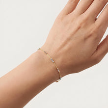 Load image into Gallery viewer, 14k Tri-Color Gold 2mm Bead Station Link Bracelet, 7.25 Inch
