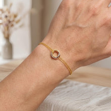 Load image into Gallery viewer, 14k Tri-Color Gold 8.5mm Trinity Ring Charm Link Bracelet, 7.5 Inch
