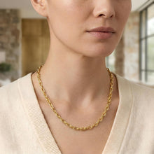 Load image into Gallery viewer, 14k Yellow Gold Oversized Lock for Charm and Pendant 5mm Rolo Linke Chain Necklace, 18 Inch
