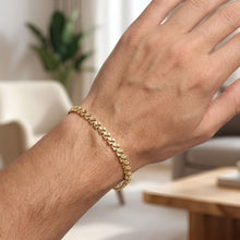 Load image into Gallery viewer, 14k Yellow Gold 4mm Fancy Textured Link Bracelet, 7 Inch
