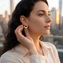 Load image into Gallery viewer, 10k Yellow Gold 21.7mm Ribbed Claddagh Heart Shape Hoop Earrings
