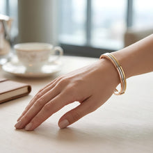 Load image into Gallery viewer, 14k Tri-Color Gold 7.3mm Triple Layered Bangle Bracelet, 7 Inch
