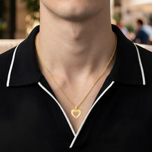 Load image into Gallery viewer, Italian 14k Two-Tone Gold 17.5mm Reversible Radiant Open Heart Charm Pendant with Optional Necklace,  16-18 Inch
