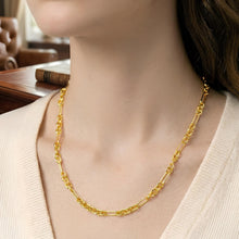 Load image into Gallery viewer, 14k Yellow Gold 4mm Paperclip and 5.4mm Round Figaro Link Chain Necklace, 18 Inch

