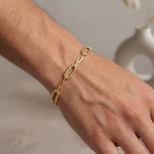Load image into Gallery viewer, Italian 14k Yellow Gold 6mm Beaded Paperclip Link Bracelet, 7.5 Inch
