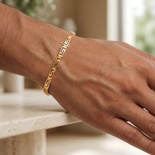 Load image into Gallery viewer, 14k Yellow Gold 4mm or 5.5mm Greek Key Link Bracelet, 7.25 Inch
