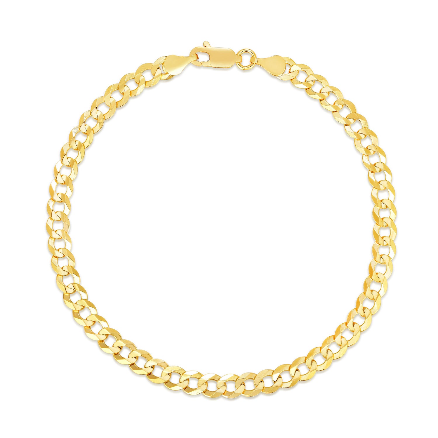 10k Yellow Gold 5mm Solid Curb Cuban Bracelet and Anklet