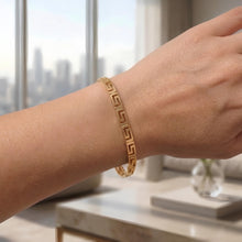 Load image into Gallery viewer, 14k Yellow Gold 4mm or 5.5mm Greek Key Link Bracelet, 7.25 Inch
