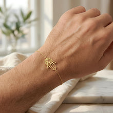 Load image into Gallery viewer, 14k Yellow Gold 20.4mm Hamsa Hand Charm Link Bracelet, Adjustable 6.75" - 7 Inch
