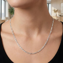Load image into Gallery viewer, 14k Yellow Gold or White Gold 3mm Solid Figaro Chain Necklace
