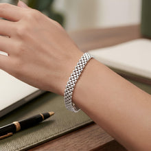 Load image into Gallery viewer, 14k White Gold 9.5mm Brick Watch Band Panther Link Bracelet
