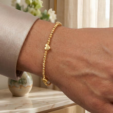 Load image into Gallery viewer, 14k Yellow Gold 5.4mm Heart Station 1.9mm Bead Link Bracelet, 7 Inch
