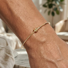 Load image into Gallery viewer, Italian 14k Yellow Gold 5.5mm Love Knot Open Cuff Bangle Bracelet
