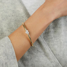 Load image into Gallery viewer, Italian .10cttw Diamond 14k Two-Tone Gold Heart Charm Stretch Mesh Slip-On Bracelet
