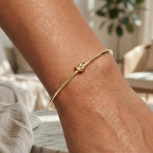Load image into Gallery viewer, Italian 14k Yellow Gold 5.5mm Love Knot Open Cuff Bangle Bracelet
