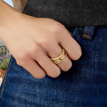 Load image into Gallery viewer, Italian .03cttw Diamond 14k Yellow Gold or White Gold 8.8mm Beaded Ring, Sizes 6 - 9.5
