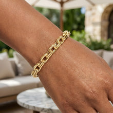 Load image into Gallery viewer, Italian 14k Yellow Gold 5mm Thick Duplex Link Bracelet, 8 Inch
