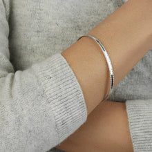 Load image into Gallery viewer, 14k White Gold 3.6mm Sparkle Spring Bangle Bracelet, Adjustable 7 Inch-8"
