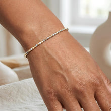Load image into Gallery viewer, Italian 14k Two-Tone Gold 2.1mm Alternating Bead Link Bracelet, 7 Inch
