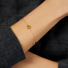 Load image into Gallery viewer, 14k Yellow Gold Natural Amethyst Gemstone Clover Charm Bracelet, Adjustable 6.25 Inch-7.25"
