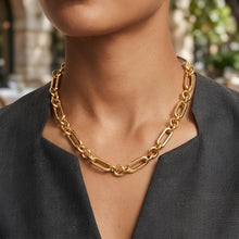 Load image into Gallery viewer, 14k Yellow Gold 8mm Lite Paperclip Figaro with Round Link Chain Necklace 18 Inch
