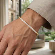 Load image into Gallery viewer, Italian 14k Yellow Gold 2mm Bead &amp; Freshwater Pearl Link Bracelet, 7 Inch

