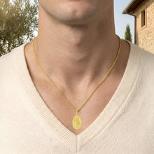 Load image into Gallery viewer, Italian 14k Yellow Gold 20.5mm Saint St. Christopher San Cristóbal Protect Us Medallion Religious Charm Pendant with Optional Necklace,  16-18 Inch

