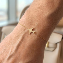 Load image into Gallery viewer, 14k Yellow Gold 11.8mm Airplane Charm Link Bracelet, Adjustable 6.25" - 7 Inch
