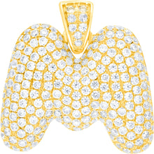 Load image into Gallery viewer, 10k Yellow Gold 0.7&quot; Pave CZ Personalized Bubble Alphabet Letter A - Z Initial Charm Pendant with optional Chain Necklace

