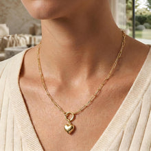 Load image into Gallery viewer, 14k Yellow Gold Round Push Back Clasp for Charms and Pendants 3.2mm Paperclip Chain Necklace, 18 Inch
