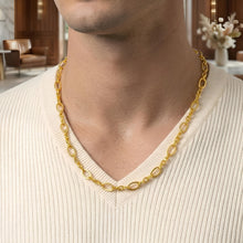 Load image into Gallery viewer, 14k Yellow Gold Five and One Alternating 7.5mm Figaro and 3.8mm Cable Link Chain Necklace, 18 Inch

